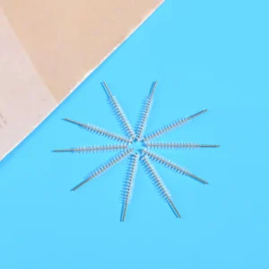 Cosmetic mascara brush heads with spiral bristles and twisted metal wire, suitable for eyelash mascara application, OEM manufacturing, bulk supply, and private label solutions for B2B beauty brands.