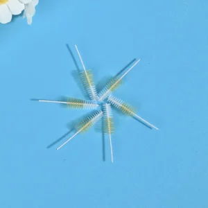 2-tone color interdental brush heads with twisted stainless steel wire and dual-color nylon bristles for dental care, B2B wholesale oral hygiene supply