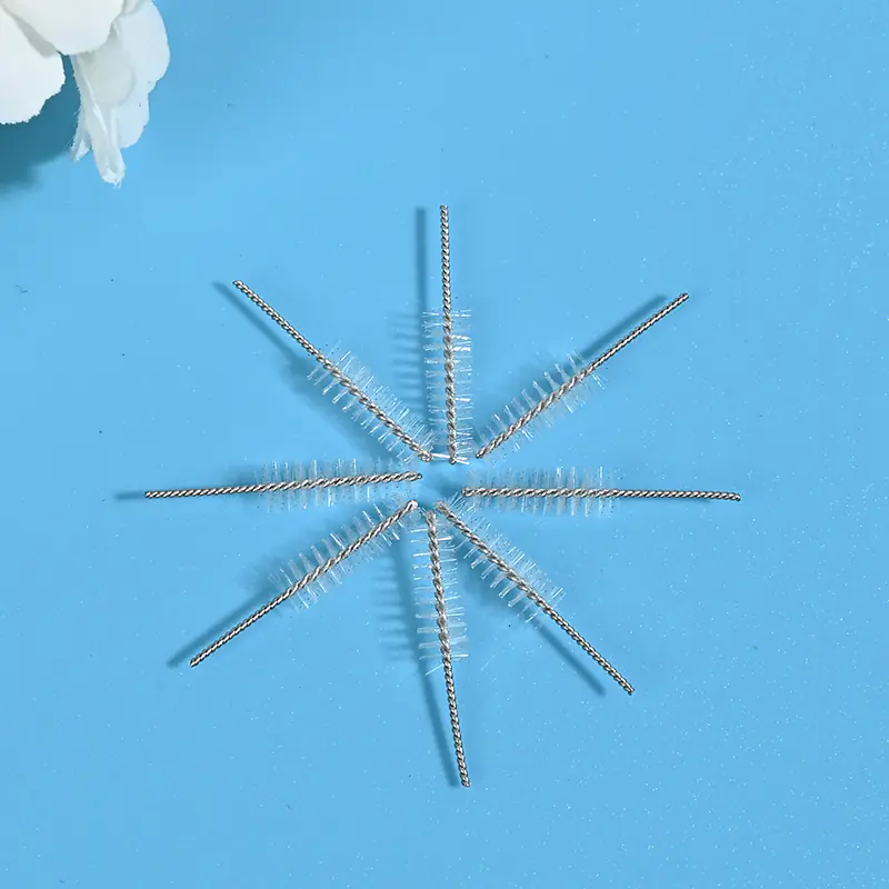 Interdental brush heads with stainless steel wire and white nylon bristles for dental cleaning, B2B OEM oral care manufacturing and wholesale supply