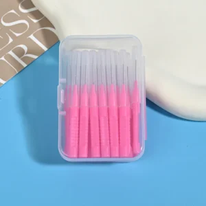 Pink I-Type Interdental Brushes | 12-Piece Set with Portable Travel Case for Complete Daily Care