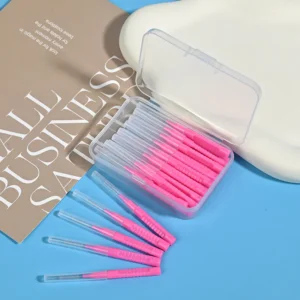 Pink I-Type Interdental Brushes | 12-Piece Set with Portable Travel Case for Complete Daily Care
