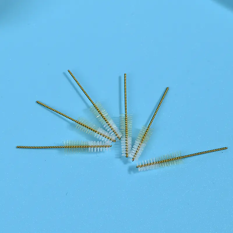 2-tone color interdental brush heads with twisted stainless steel wire and dual-color nylon bristles for dental care, B2B wholesale oral hygiene supply