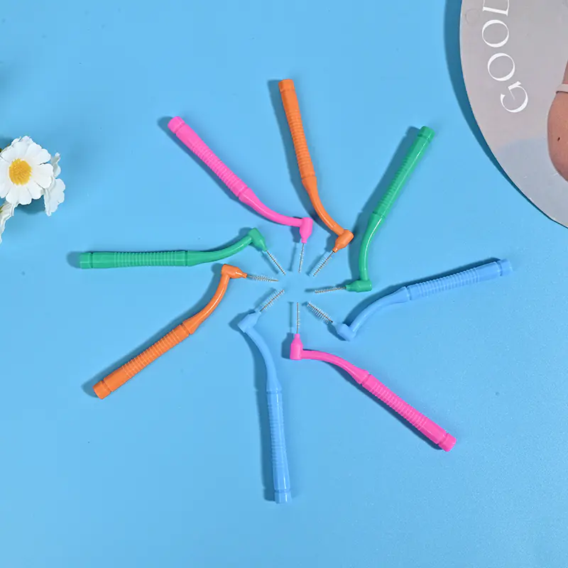 L-Type Interdental Brush Kit Complete Color-Coded Set in Clear Travel Case