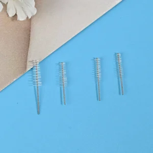 Interdental brush heads with stainless steel wire and white nylon bristles for dental cleaning, B2B OEM oral care manufacturing and wholesale supply