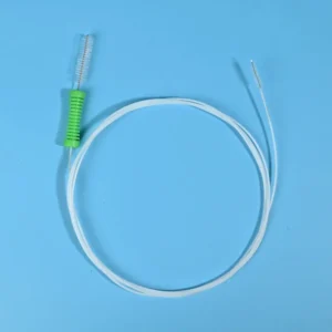 green handle dual-ended endoscope cleaning brush for feeding tubes and medical devices