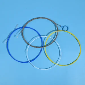 Metal finger ring handle heavy-duty endoscope cleaning brush matched with blue white yellow color coded disposable double-ended endoscopic cleaning brush kit for CSSD deep decontamination