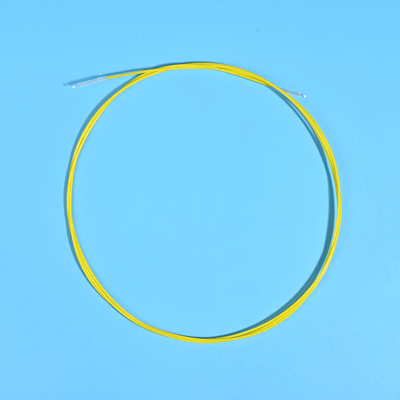 Single yellow double-ended disposable endoscope cleaning brush, 1.8mm catheter diameter endoscopic channel valve combo brush for flexible endoscope reprocessing maintenance