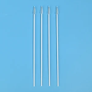 Full-length view long handle disposable cervical sampling brush, multi-use lab test tube cleaning brush, medical instrument lumen cleaning brush, straight white plastic shaft