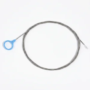 90cm stainless steel dilator cleaning brush on white background, disposable lumen cleaner for Savary-Gilliard esophageal dilator reprocessing