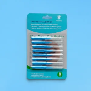 Disposable blue handle interdental brush 8 pcs blister pack, oral care teeth cleaning brush for braces
